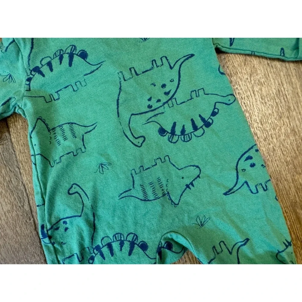 Carters‎ Preemie Baby Boy Sleeper Dinosaur Outfit Blue Green Cotton Reborn Doll